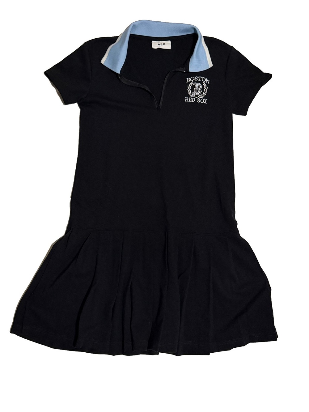 MLB Boston Red Sox black Polo Dress with Light Blue Collar